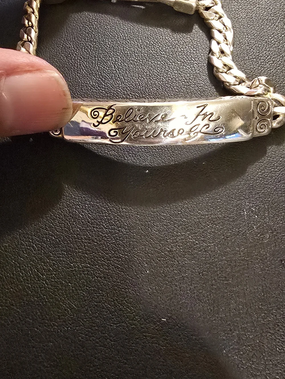 Believe In Yourself Engraved Silver-Tone BRIGHTON  ID Bracelet